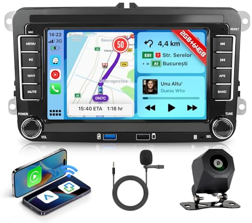 Hodozzy 2GB 64GB Android Autoradio per VW Golf 5 6 Passat Jetta Caddy EOS T5 Tiguan Touran CC Polo Radio Carplay Android Auto Wireless, Stereo 2 Din 7 Pollici Touchscreen GPS WiFi Bluetooth FM/RDS
