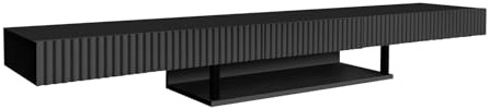 MB Muebles Bonitos | Meuble TV Suspendu 150 cm Renzo | pour Salon et Salle à Manger Moderne | 1 tiroir | Structure en Mélamine Mate 150x30x22 cm (Noir)