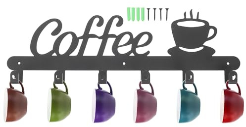 SEWACC Porte-tasses Mural Rond Noir en Fer, 1 Set, Décor la Cuisine | Rangement pour Moufles et Pots, Prise en Main Facile, Finition sans Bavure, Format Compact pour Petite la Cuisine