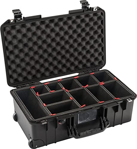 PELI 1535 Air Leichter Schutzkoffer mit Rollen mit Kamera Equipment, Wasser- und Staubdicht, 27L Volumen, mit TrekPak Einteilungssystem (Anpassbar), Farbe: Schwarz…