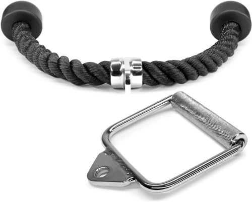 Yes4All Unisex Jxlx Yes4All Exercise Machine Attachment s TTBB Combo LAT Tricep Rope Single D Handle None, Tricep Rope + Single D Handle, 12 Rings UK