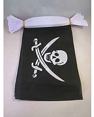 AZ FLAG Ghirlanda 6 Metri 20 Bandiere Pirata Jack Rackham 21x15cm, Bandiera Dei Pirati - Teschio 15 x 21 cm - Festone Bandierine
