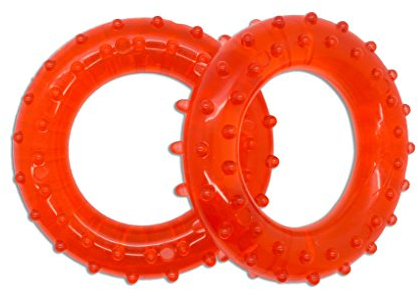 AFH Webshop 2er Set Massage Hand Grip | Handtrainer | Gummiring | Dauertrainer | Mit Noppen | 4 Farben | 4 Widerstände (rot | Stärke: stark)