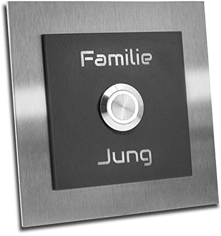 Edelstahl Türklingel Paris 007 anthrazit pulverbeschichtet LED Taster. Klingelschild mit Gravur (LED weiß)