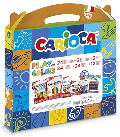 Carioca Maletin Especial con Kit de Dibujo Play with Colors | Maletín con Material Completo para Dibujar| Álbum Incluido | 90 piezas