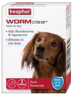 SIPW Vet Strength WORMclear Dog Puppy Worming Wormer Tablets kills Roundworm Tapeworm (2 Tablets)