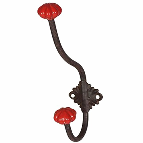 Garderobenhaken Haken mit Keramik - rot 23cm