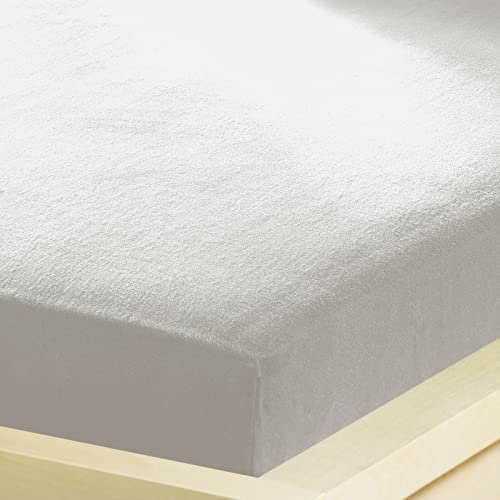 G BETTWARENSHOP – Inkontinenz Spannbettlaken mit Nässeschutz – wasserdicht aus weichem Feinbiber – 2in1 Spannbetttuch & Matratzenschutz 90x190-100x200 cm kitt