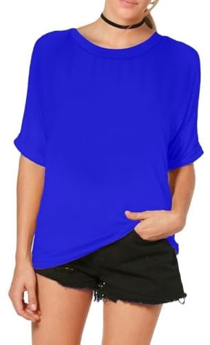 Re Tech UK - Soft Oversized T Shirts for Women UK | Casual Loose Fit Round Neck Tee | Lightweight Oversized Gym T Shirts for Women | Perfect for Warm Weather & Year Round Layering (24-26, Royal Blue)