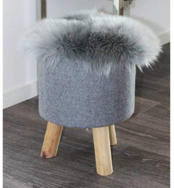 HEITMANN Lammfell Sitzkissen Sitzauflage rund 45 cm Stuhl Kissen warm (grau)