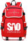 WANHONGYUE Sword Art Online SAO Anime Cosplay Schoolbag Rucksack 15.6 Laptop Backpack with USB Charging Port Red / 1