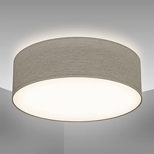 B.K.Licht - Deckenlampe mit Lampenschirm aus Stoff, Taupe, E27 Fassung, max. 40 Watt, 300mm, Deckenleuchte, Lampe, Wohnzimmerlampe, Schlafzimmerlampe, Küchenlampe, Deckenbeleuchtung, 30x10cm