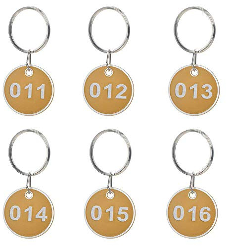 Schlüsselanhänger aus Aluminium und Kunststoff, nummeriert, 30 mm (Gelb, 1–100)