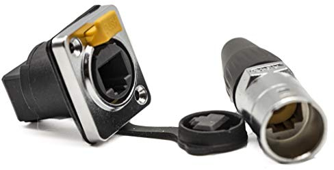 PROtastic Prise de montage sur panneau Ethernet IP65 RJ45 et connecteur de verrouillage – Étanche et résistant aux intempéries