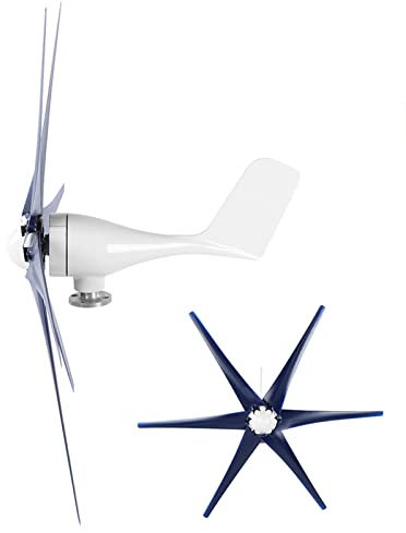 Professionelles Windturbinen-Kit, 1600 W 6-Blatt-Windgenerator, 2,0 m/s Windmühle mit niedriger Startwindgeschwindigkeit für Heimwerker im Freien(24V-Blau) Dynamo