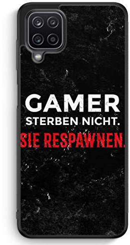 MUNIQASE Gamer Sterben Nicht - Sie Respawnen - Silikon Hülle für Samsung Galaxy A12 - Motiv Design Spruch Jungs Männer Cool Lustig Witzig - Cover Handyhülle Schutzhülle Case Schale