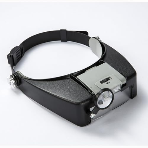 Meichoon Kopfbandlupe 1,5X 3X 6,5 X 8 mit 2 LED-Lichtern Stirnlampen-Lupe für Reparaturen Lesen Schmuckherstellung UC24