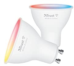 Trust WiFi GU10 Smart Lampe, Farbwechsel LED Spot, WiFi Lampen für Alexa und Google Home, GU10 LED Glühbirne RGB Lampe, Kein Hub, 2.4GHz Leuchtmittel, Weiß & Farbig [Amazon Exclusive] - 2er-Pack