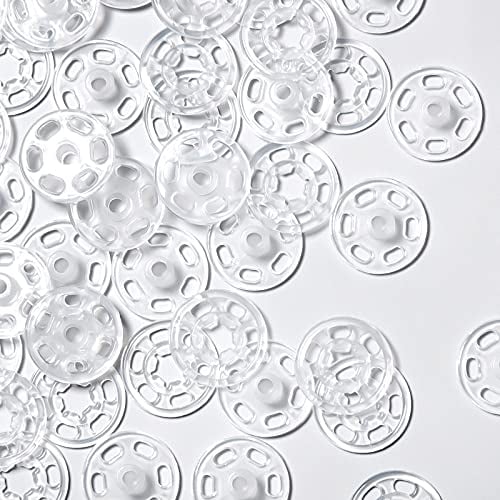 Geosar 40 Paare Kunststoff Druckknopf Verschlussknöpfe Transparente Knöpfe Unsichtbare Annähen Druckknöpfe Kunststoff Klare Knöpfe für DIY Handwek Nähen von Kleidung (21 mm/ 0,83 Zoll)