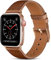 CeMiKa Kompatibel mit Apple Watch Armband Leder 38mm 40mm 41mm 42mm 44mm 45mm 49mm, Lederband Ersatzarmband für iWatch Series 8 7 6 5 4 3 2 1 SE, 42mm/44mm/45mm/49mm, Braun/Roségold