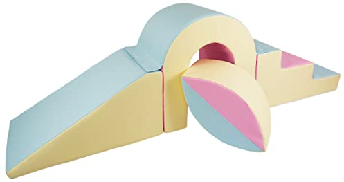 Velinda Brücke-Set 4 Großbausteine Schaumstoffbausteine XXL-Softplay-Spielbausteine (Farbe: pink, blau, gelb (Pastell))