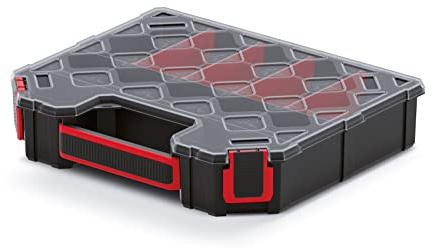 Sortimentskasten Kleinteilemagazin Sorierkasten Mit Funktionalen Trennwänden Ergonomischer Griff Durchsichtiger Deckel 284 x 243 x 60 mm