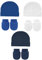 Snegyu Unisex Mütze und Handschuhe kratzfest Neugeborene Baumwolle Baby Essential Mädchen Mütze Hut Mädchen Baby Set 0-3 Monate, Blau / Marine / Weiß, 0-3 Monate