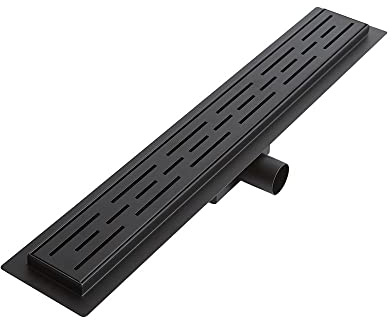 MILANO Linear Black Stainless Steel Shower Drain Grate 800mm | Stainless Steel Construction. 32L/min Flow Rate. Grated Design. Linear Installation. Suitable For Wet Rooms. 40/50mm Outlet.