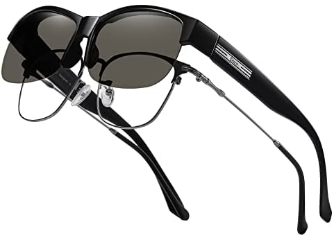 DUCO Herren und Damen Sonnenbrillen Polarisiert Unisex Brille Überbrille für Brillenträger Fit over Polbrille 8960 (Schwarz Rahmen, Grau Linse)