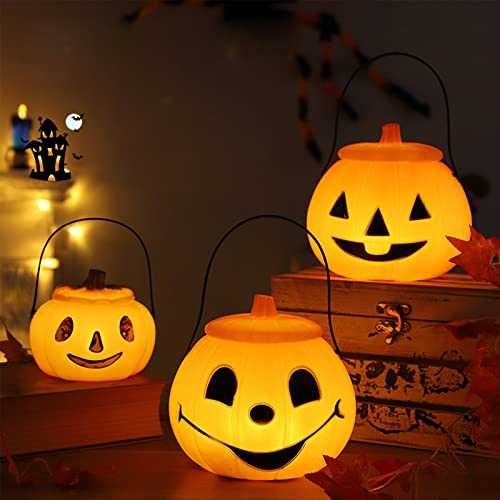 Halloween Sammeltasche, Halloween Süßigkeiten Eimer, Kürbis Eimer Halloween Korb Für Süßigkeiten, Laterne Halloween Pumpkin Light Teelichter Halloween Deko Led Kerzen Elektrisch Bucket Basket Beutel