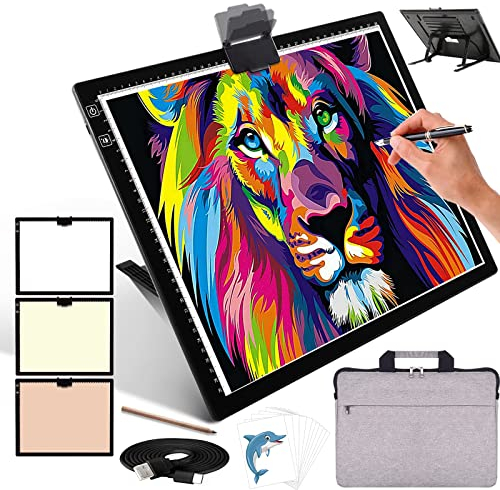 Wiederaufladbare A3 Lichtbox mit integriertem faltbaren Ständer und Tragetasche, iVAOOZE Wireless Light Pad für Cricut Vinyl, Zeichnen Basteln Lichtbrett zum Nachzeichnen, Skizzieren