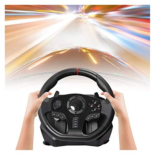 ADITAM PC-Lenkradspiel 900-Grad-PC-Rennrad, Universal-USB-Autorennspiel-Lenkrad mit Pedal für Windows-PC, PS3, PS4, X-One, Switch Double The Comfort