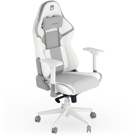 ENDORFY Scrim Onyx White, Gaming Stuhl, bürostuhl, schreibtischstuhl, Bequeme Konstruktion, Hochwertiges PU-Leder und atmungsaktives Gewebe, 4D-Armlehnen, Multilock Mechanismus, EY8A007