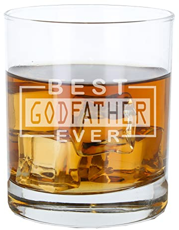 Verre à whisky gravé « Best Godfather Ever » - Verre à whisky gravé « Worlds Greatest Godfather » - Cadeau de baptême pour parrain ou parrain