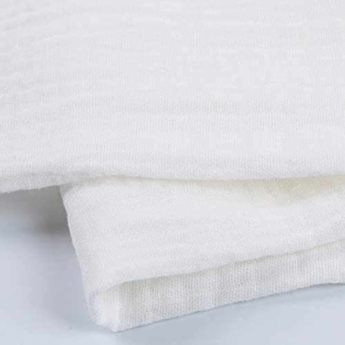 EDGEAM Baumwollstoff Musselin Stoff Double Gauze Breite 135cm Baumwolle Musselin Stoff Meterware (Weiß, 100 x 135 cm)