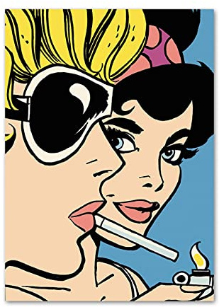XCPORA Pop Roy Lichtenstein Poster《Gelbes Haar Mädchen 》Malerei Roy Lichtenstein Leinwand Wandkunst Lichtenstein druckt Home Wanddekoration Bild 40x60cm ohne Rahmen