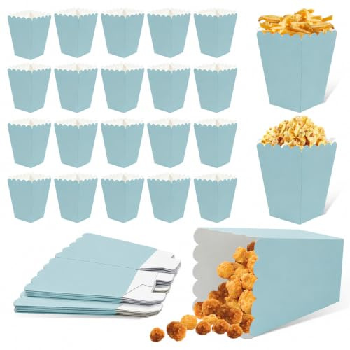 FINEASY 22 Piezas Caja de Palomitas Bolsas de Palomitas de Maíz, Box Popcorn, Porta Contenedores de Palomitas para Fiestas Noches de Cine (Azul)