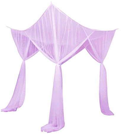 Duiaynke 4 Corner Bed Post Bed Canopy Curtains Purple Bed Canopy Net, Breathable Mesh Away from Mosquitoes Design Bed Canopy Net