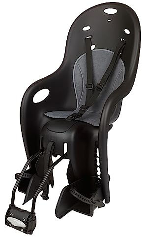 DIEFFE 8020300001 - Fahrradkinderrücksitz Bikey Relax RFM mit 26'' bis 29'' Rädern, geeignet für Kinder mit einem Gewicht von 9 bis 22 kg, mit Rahmenverankerung in Farbe Schwarz/Grau