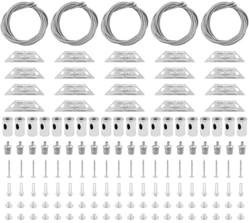5 Sets of ZONADAH Panel Light Suspension Kits for Office Linear Lighting, Steel Wire Rope Pendant Lights with Secure Installation, Home, Office, Hotel, Motel