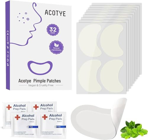 32 pezzi Grandi Cerotti Brufoli con Olio di Albero del Tè, di Acido Salicilico e Niacinamide, per Grandi pimple patch su Mento, Guance, Schiena