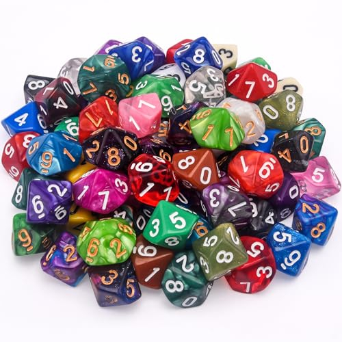 SIQUK 70 Stück Polyedrisch Würfel Set Würfel DND Spiel Würfel D10 Würfel Bunt Würfel 10 Seitige für Dungeons und Dragons