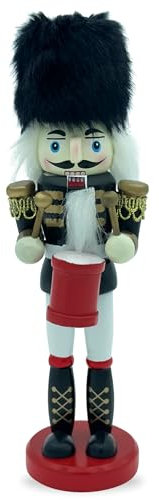 InnovEase - Schiaccianoci Natale 21 Cm - Il Soldatino Natalizio Perfetto Da Abbinare Alle Tue Decorazioni Natalizie - 100% In Legno Di Alta Qualità (Tamburo)