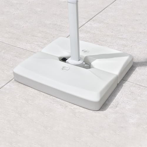 PURPLE LEAF Pieds de Parasol pour Parasol Déporté, Base Solide et Durables, Socle 100 kg Pouvant Être Remplie d'eau et de Sable, Blanc
