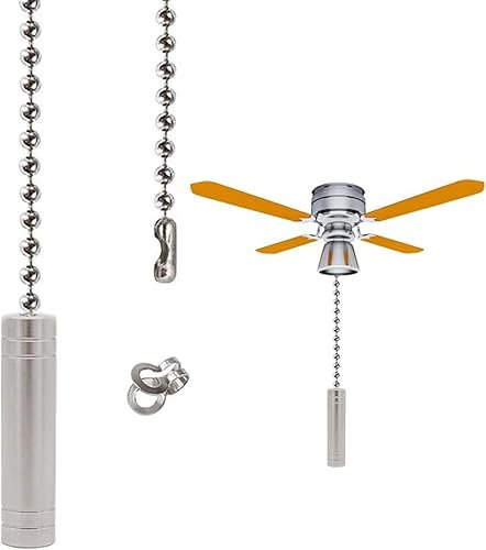 1 Pieces Light Pull Chain Extension with Ball Chain 85cm Chrome Light Pull Cord Blind Pull Cord Handle for Bathroom Toilet Light Ceiling Light Fan Switch - Vertical Style