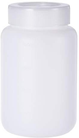 PATIKIL Bottiglie 2000 Ml Reagenti, Bottiglie Tonda Bocca Larga HDPE Tappo Vite per La Conservazione Liquidi, Campioni Solidi e Reagenti Laboratorio, Bianco Traslucido