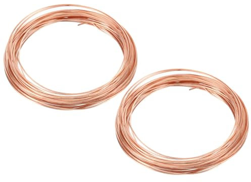 PATIKIL 99.9% Soft Copper Wire, 2Pcs 23Gauge/0.6 * 0.6mm Diameter 6m/19.68ft Half Round Spool Pure Copper Craft Wire for Jewelry Making Beading Garden Plants
