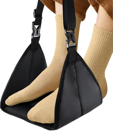 Repose-pieds d'avion sans heurts de pieds, base portable conçue pour le voyage, essentiels de voyage, repose-pieds de voyage portable, accessoires de voyage à hauteur réglable (Noir)