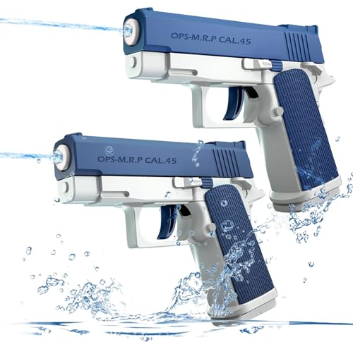 Pistolet a Eau 2 Pièces Pistolets à Eau pour Enfant Longue Portée 10 Mètres aux Jeux d'eau d'été pour Enfants pour la Piscine Extérieure et la Plage (Bleu)