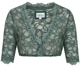 Nübler Dirndlbluse Damen - Kurzarm Trachtenbluse Damen mit Spitze und V-Ausschnitt im Landhaus Stil - Moderne bayrische Tracht, Dirndl Bluse Laura Grün
